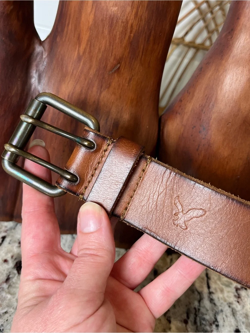 Vintage American Eagle Distressed Tan Belt